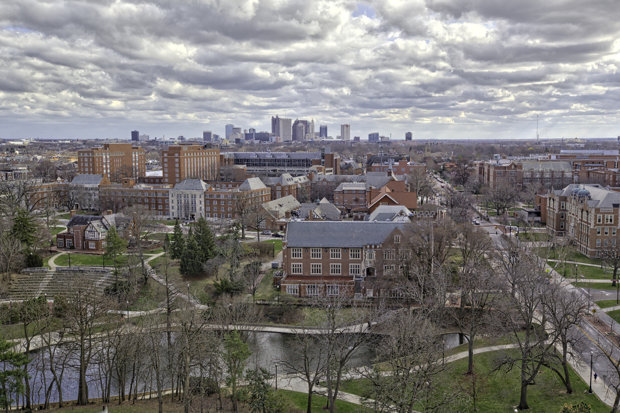 A view of Columbus Ohio, looking down on The Ohio State University. The Valley list is here to help with web development columbus Ohio.