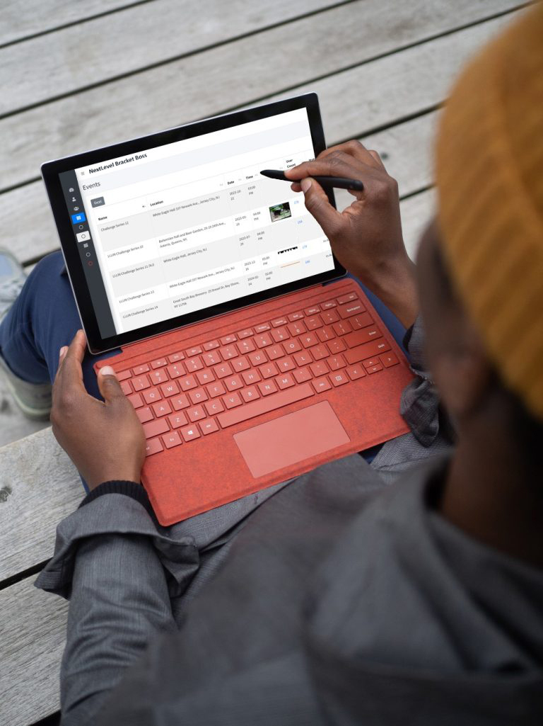 A photo of someone using NextLevel Bracket Boss on their laptop.