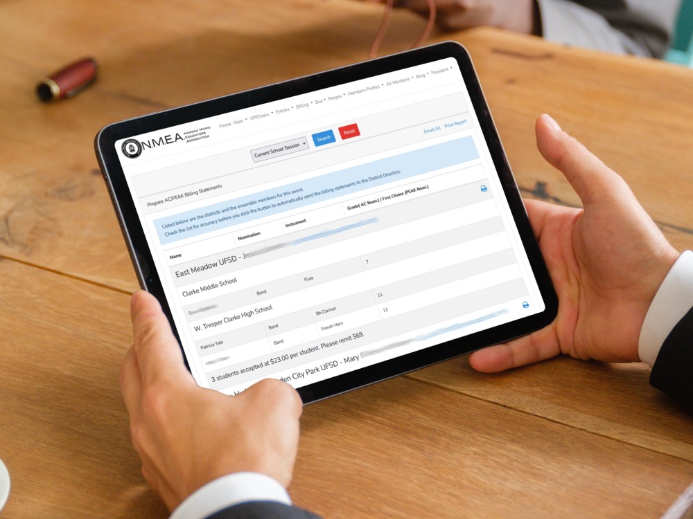 A person reviews the NMEA portal, designed by The Valley List.