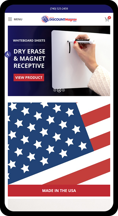 A view of the Discount Magnet website, a woman-owned business in the heart of Ohio.