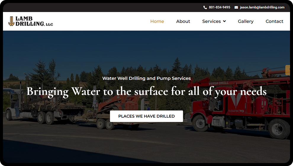 The main webpage for Lamb Drilling, created by The Valley List.