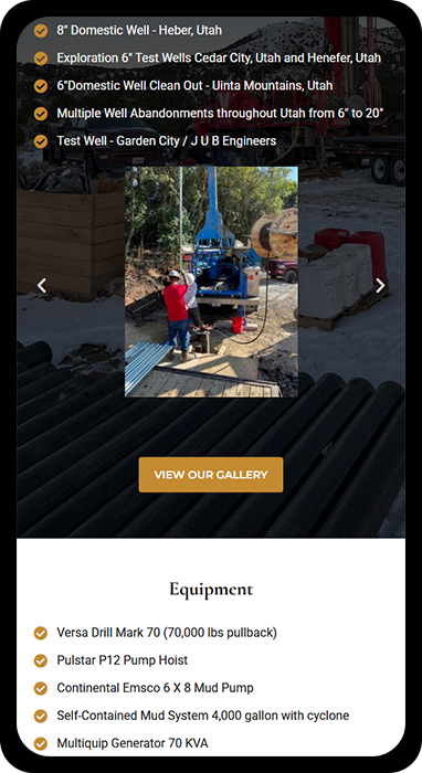 The mobile version of the Lamb Drilling website, dedicated to bringing water to the community.