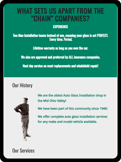 The Oesterle Auto website was optimized for mobile, as seen on this tablet version of the website.