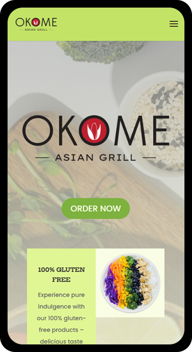 The mobile version of the Okome Grill Website, created by The Valley List.